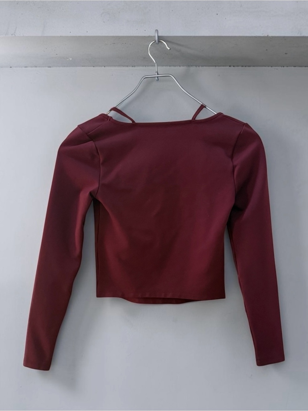 Abercrombie Women’s Square-Neck Long Sleeve Crop Top - Burgundy - Picture 3 of 6